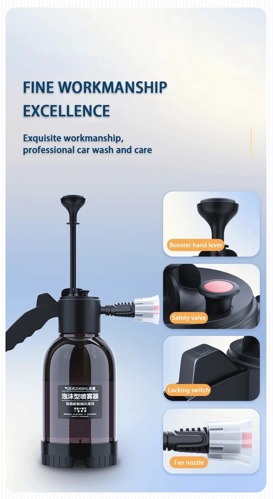2L Foam Sprayer Bottle – Hand Pump Car Wash & Garden Pressure Sprayer