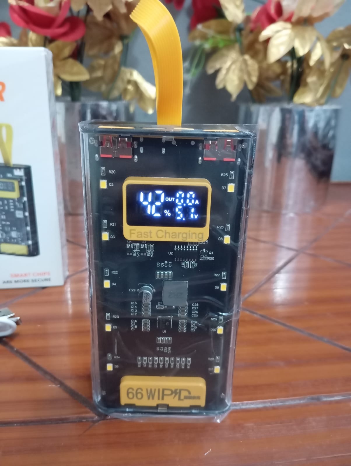 Transparent 20000mAh Fast Charging Power Bank with Digital Display