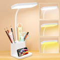 LED Rechargeable Study Table Lamp – Dimmable Eye Protection Reading Light with Pen Holder (QP-2209B)