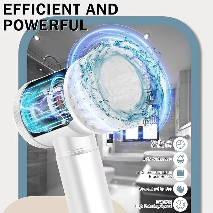 Magic Brush 5-in-1 Cordless Electric Spin Scrubber