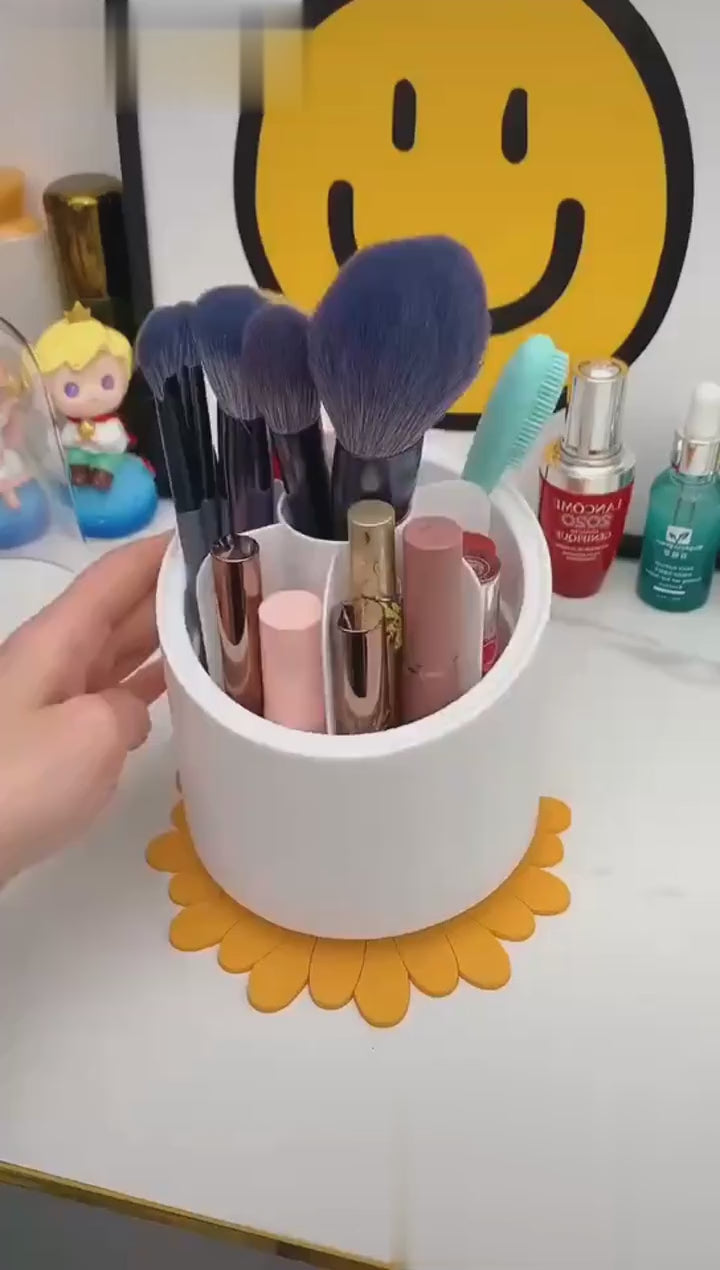 360° Rotating Makeup Brush Organizer – Cosmetic Storage Box for Brushes & Beauty Tools
